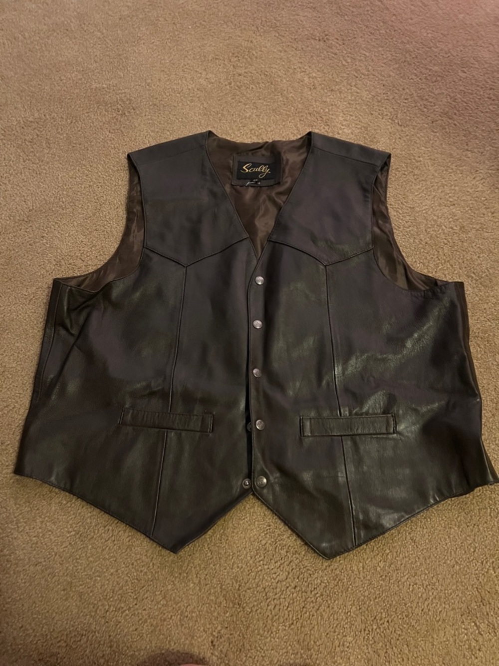 Scully Black Leather Western-Style Men's Vest new